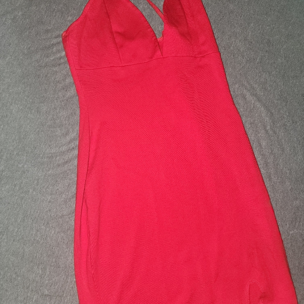 Red fitting mini dress